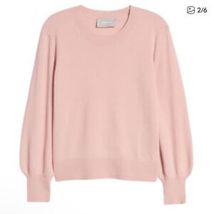 Everlane The Cashmere Lantern Sleeve Baby Pink Rose Crewneck Sweater Medium